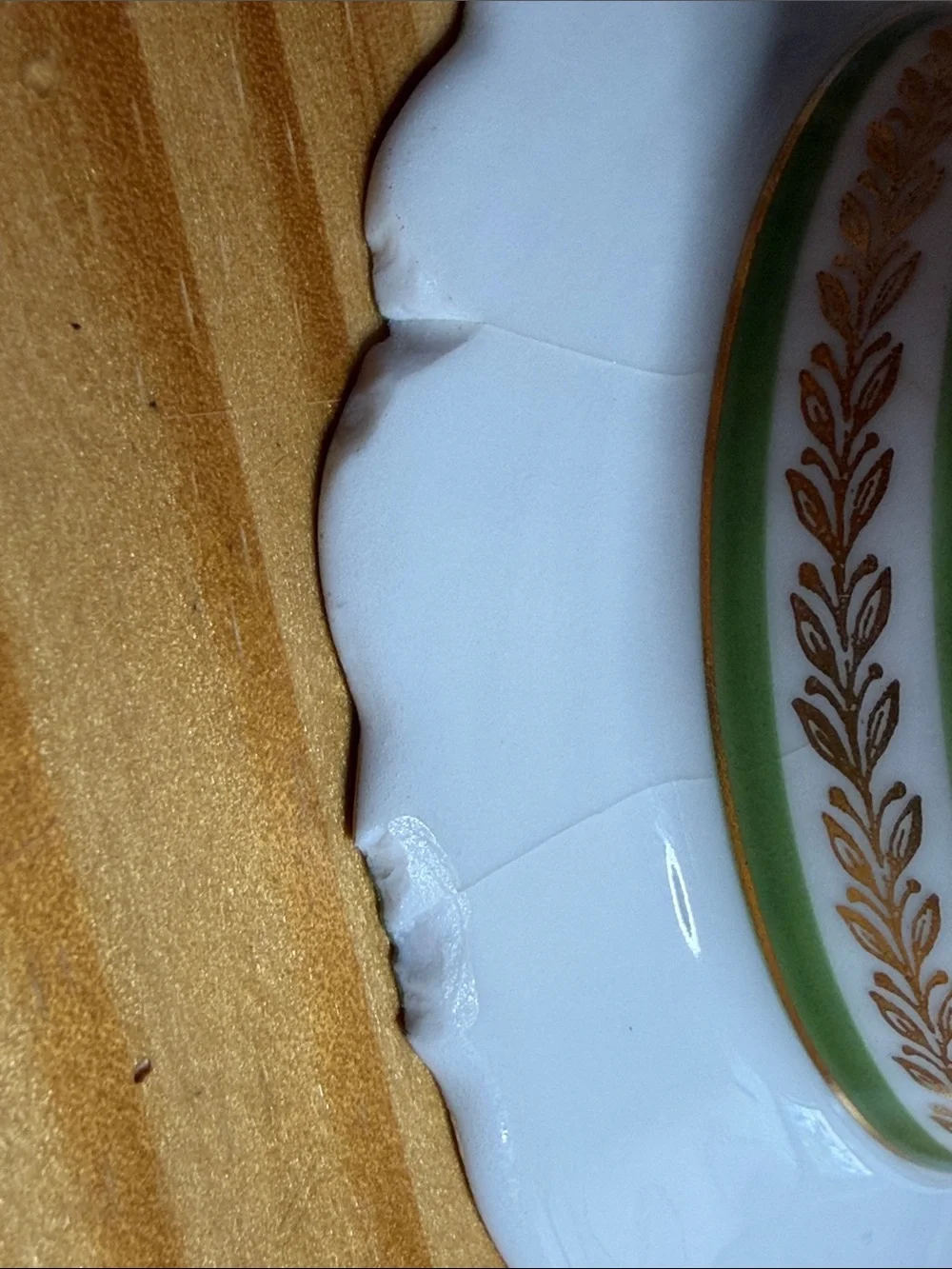 Antique Imperial China Austria Green Gold Ramekin & Underplate Set c.1900